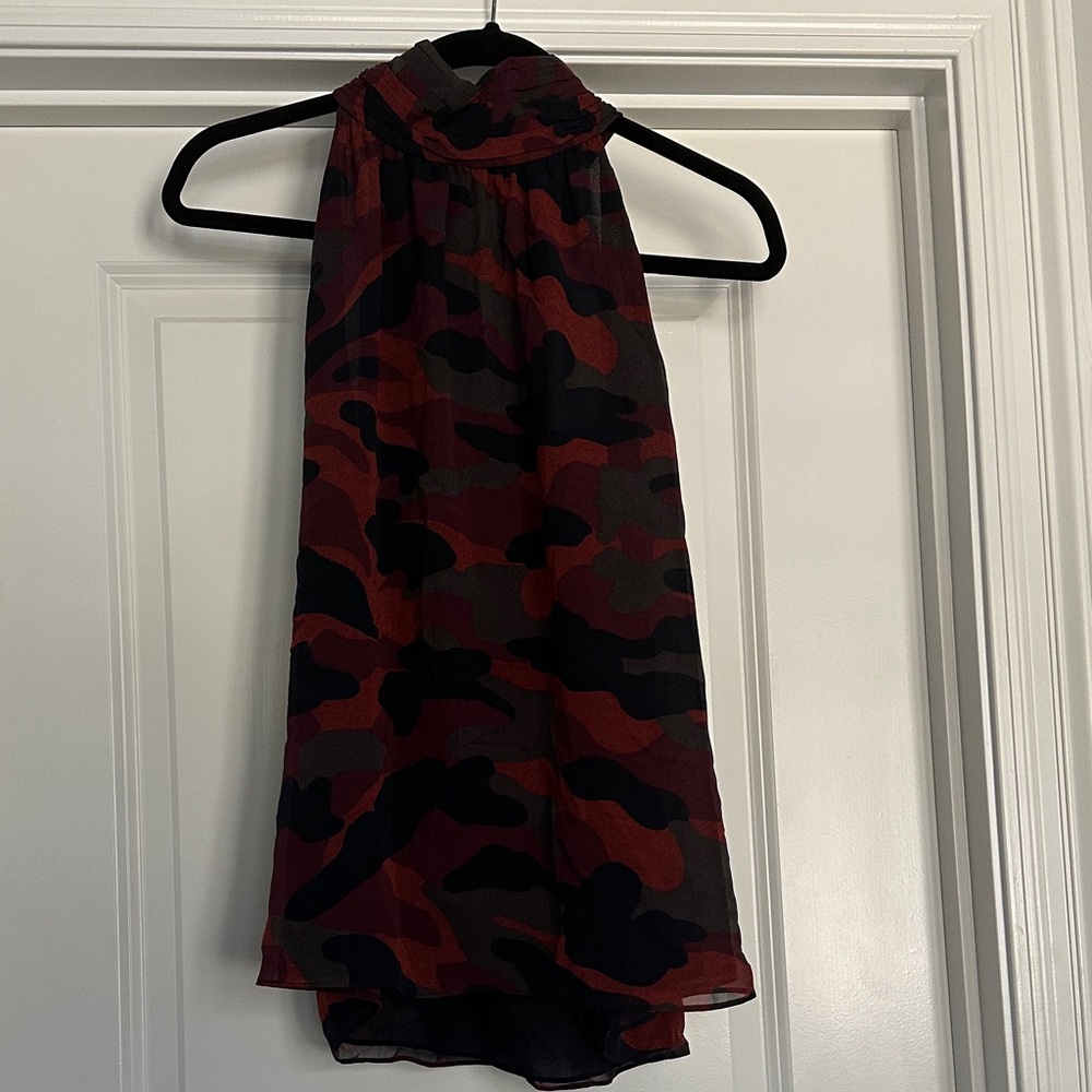 Joie Red and Black Camouflage Halter Top